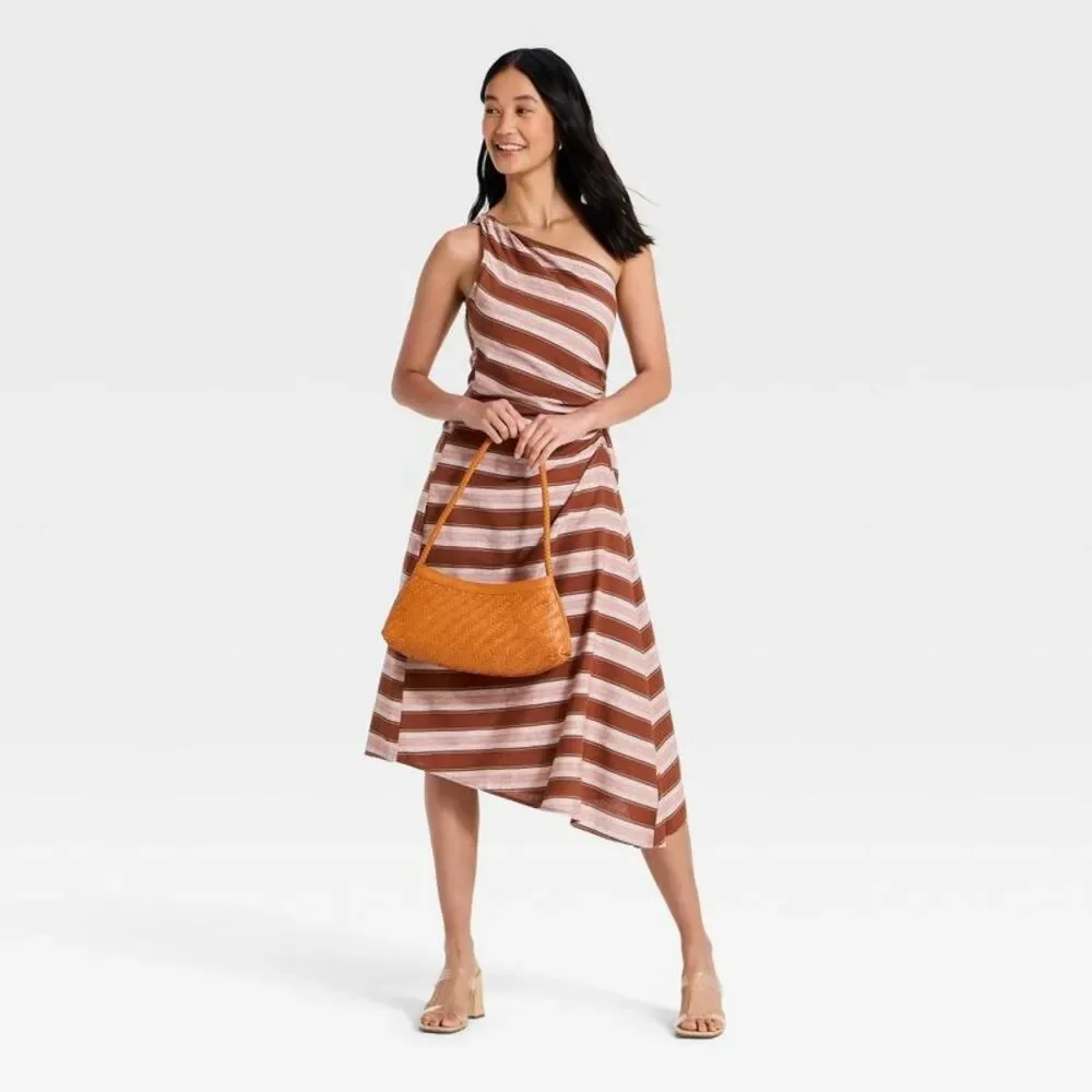 Open Box - A New Day - Women's Ruched Side Pleated Midi Dress - A New Day Brown - Picture 3 of 3